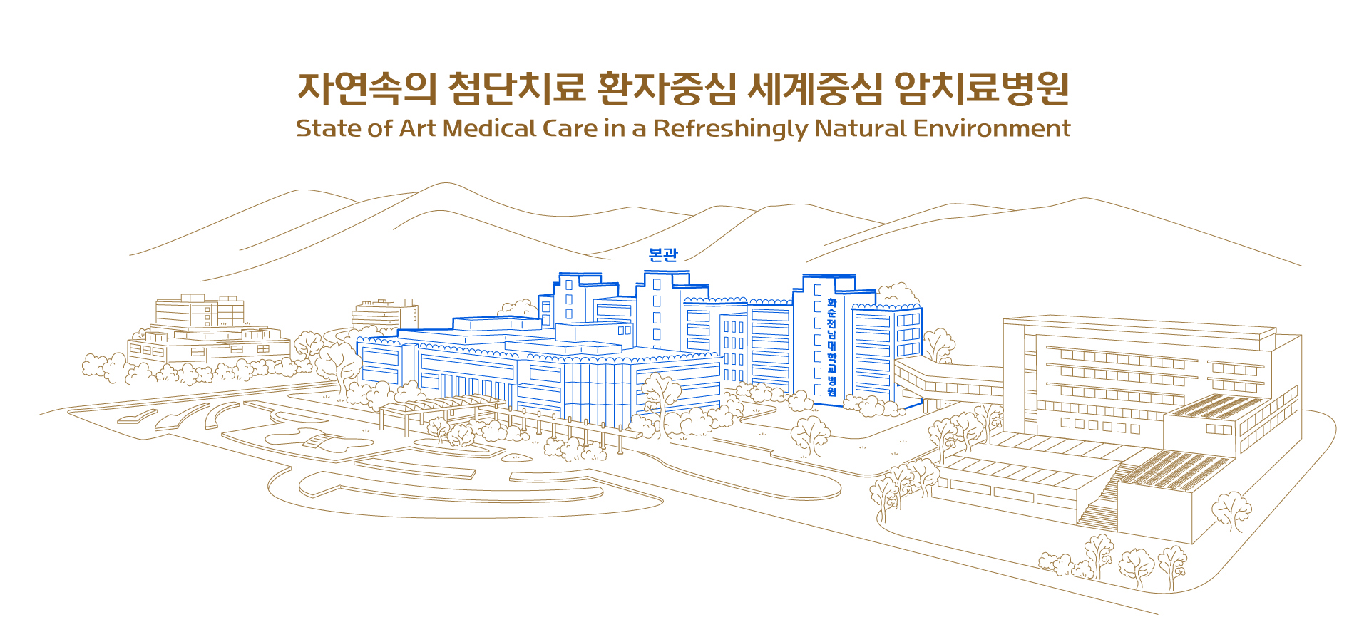 자연속의 첨단치료 환자중심 세계중심 암전문병원 State of Art Medical Care in a Refreshongly Natural Environment - 본관
